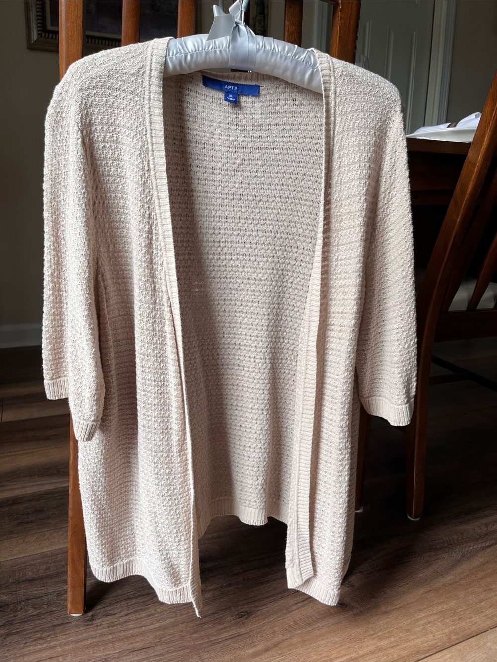 Apt 9 Beige Knit Open Front Cardigan! 3/4 Sleeve, Size XL! Wear over tank or top
